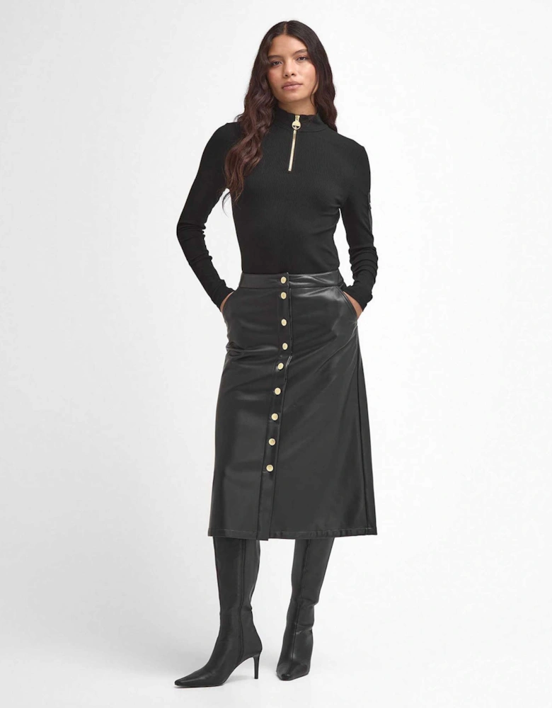 Aria Faux Leather Midi Skirt