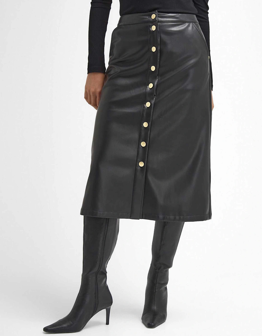 Aria Faux Leather Midi Skirt