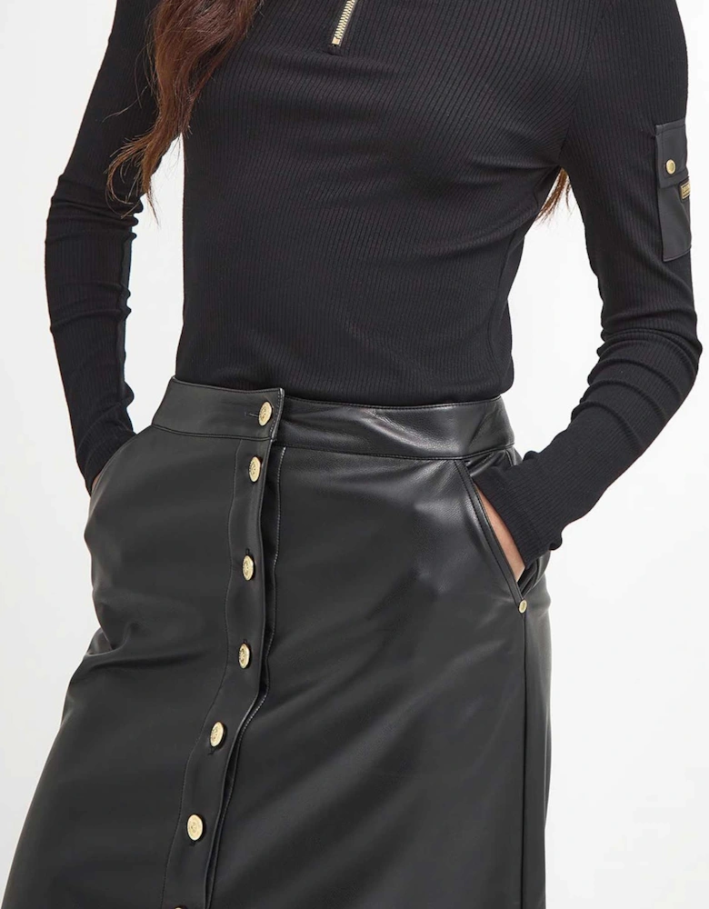 Aria Faux Leather Midi Skirt