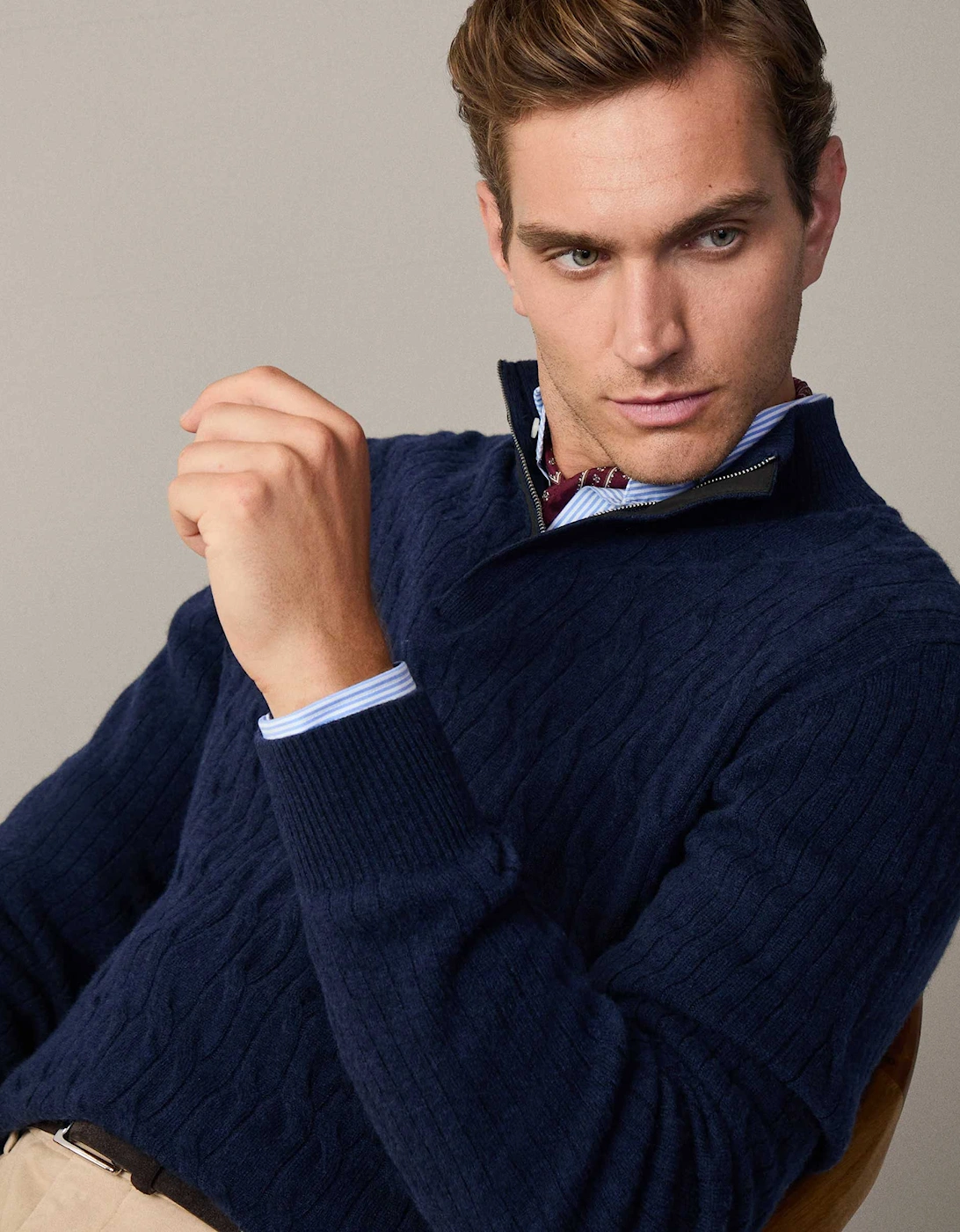 Lambswool Cable Half-Zip Jumper