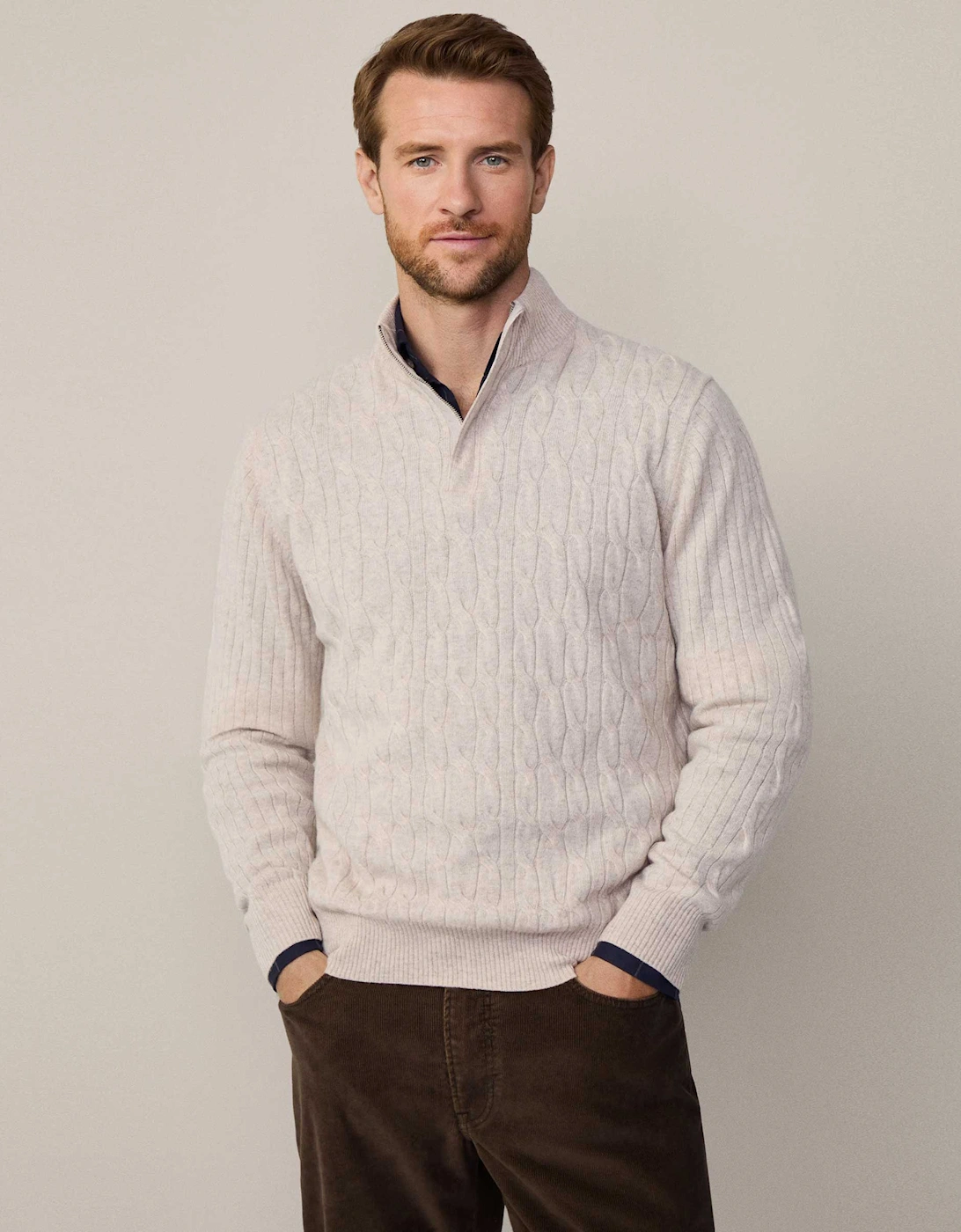 Lambswool Cable Half-Zip Jumper