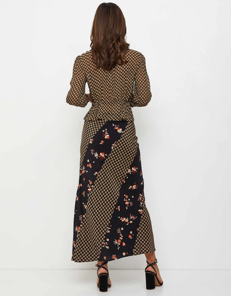 Silk Hudson Floral Midi Skirt