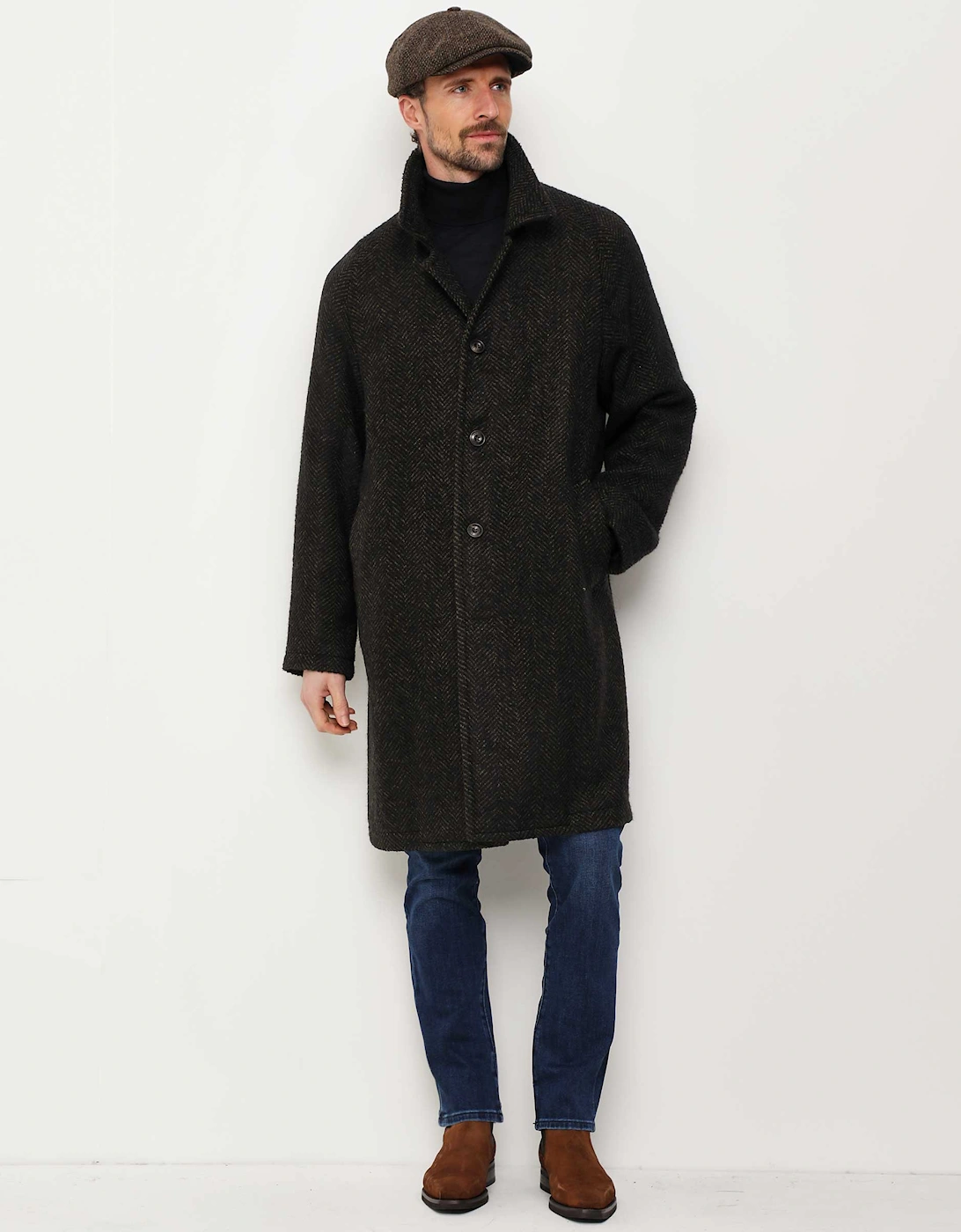 Wool Herringbone Overcoat