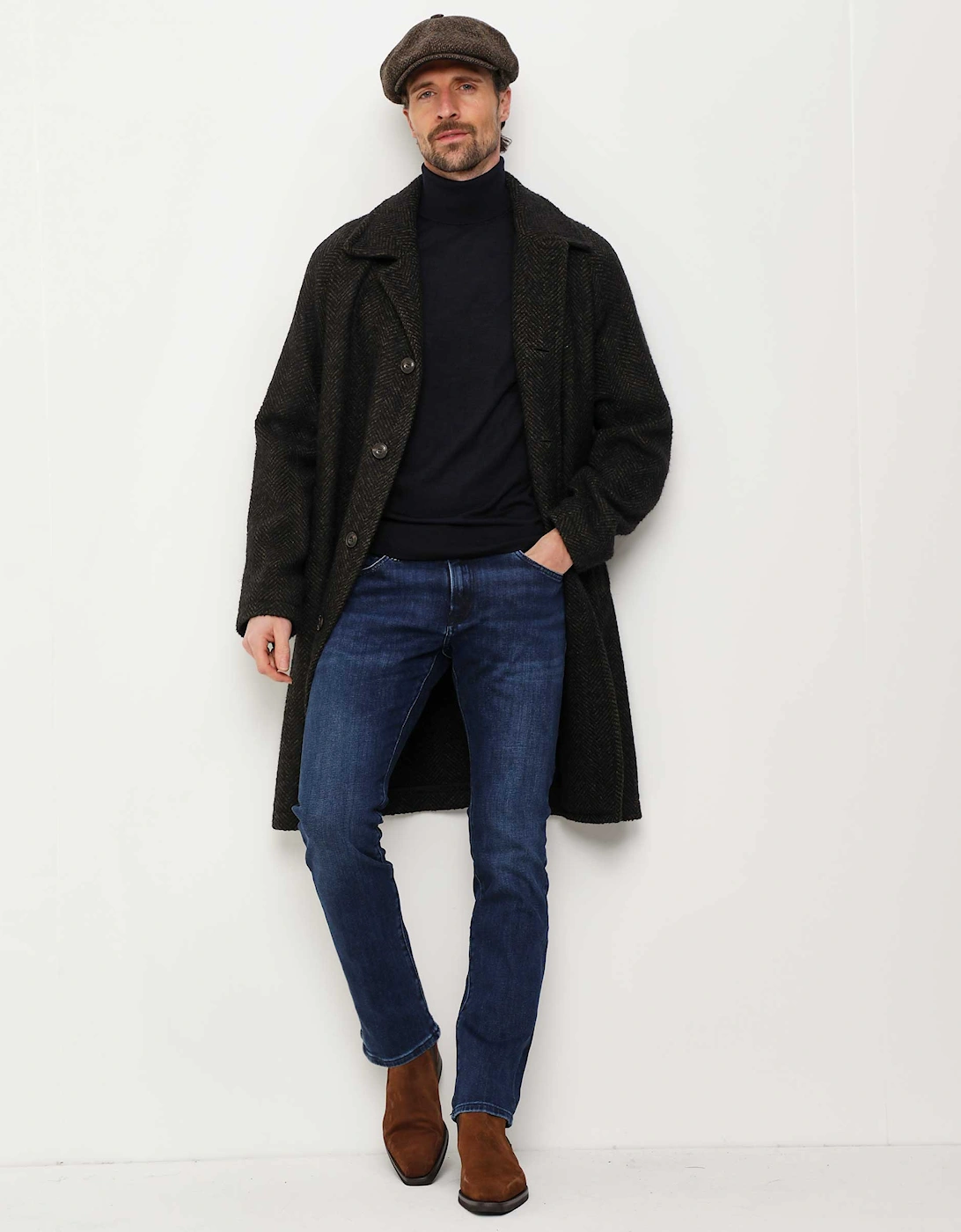 Wool Herringbone Overcoat