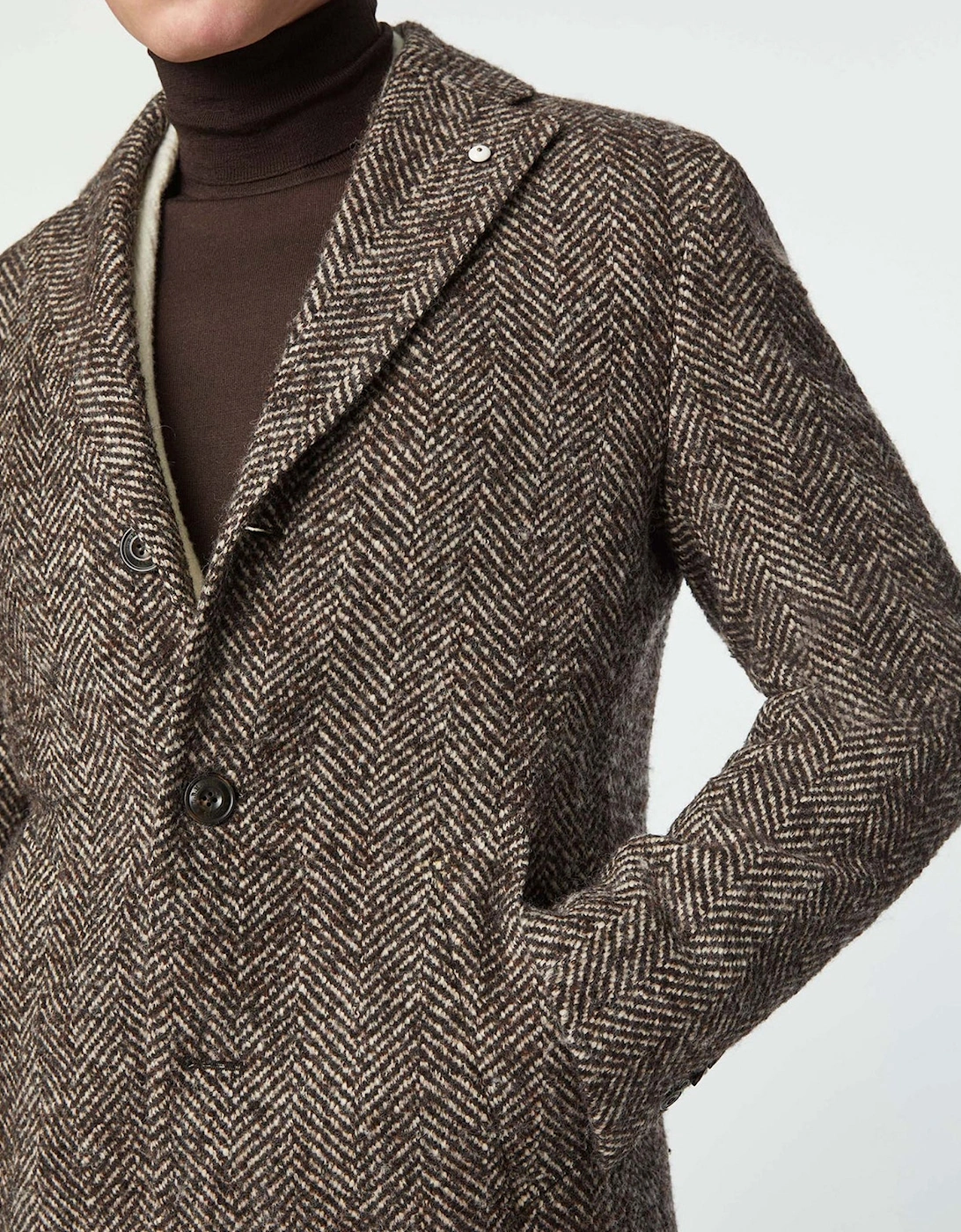 Wool Herringbone Overcoat