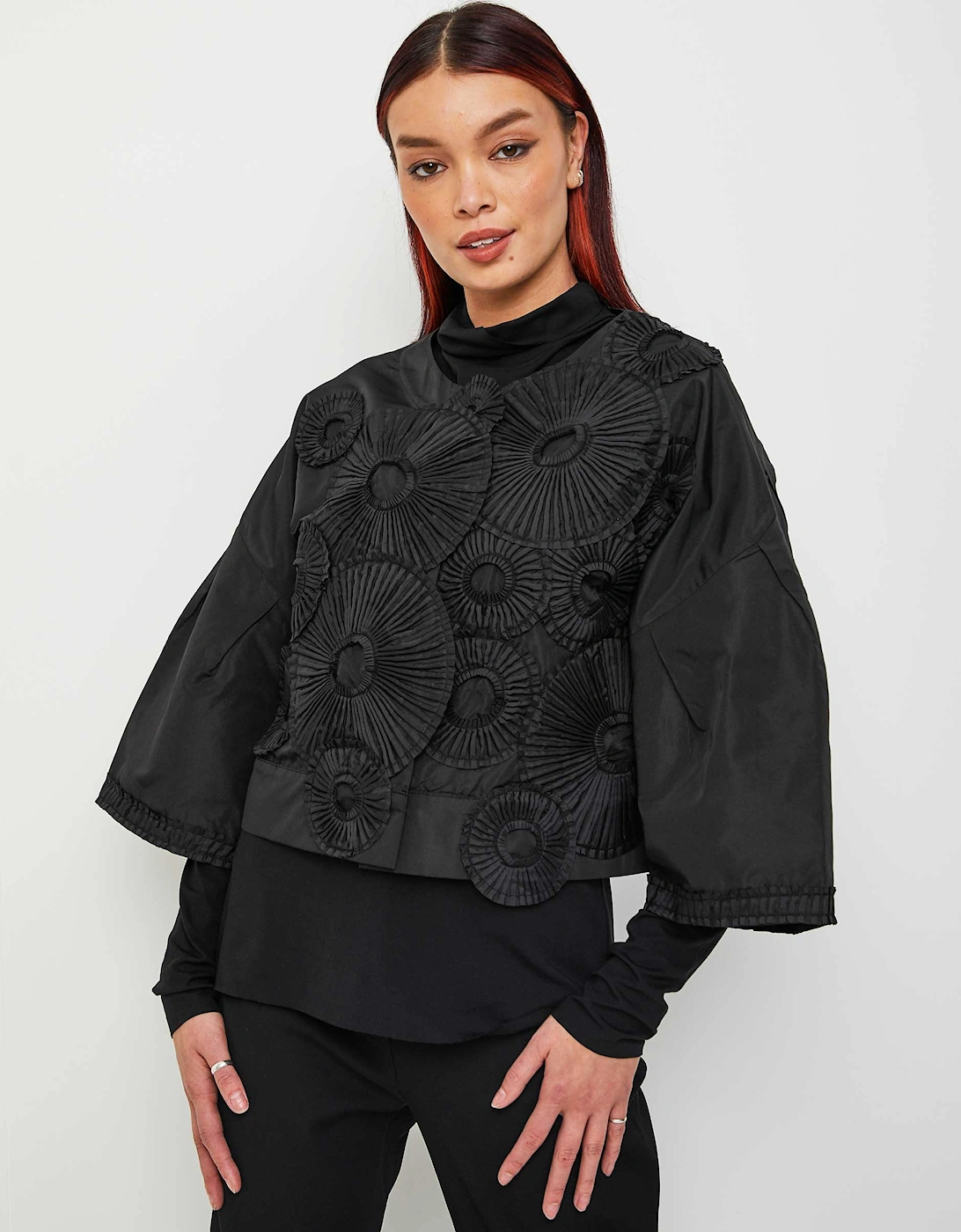 Pleated Circle Motif Jacket