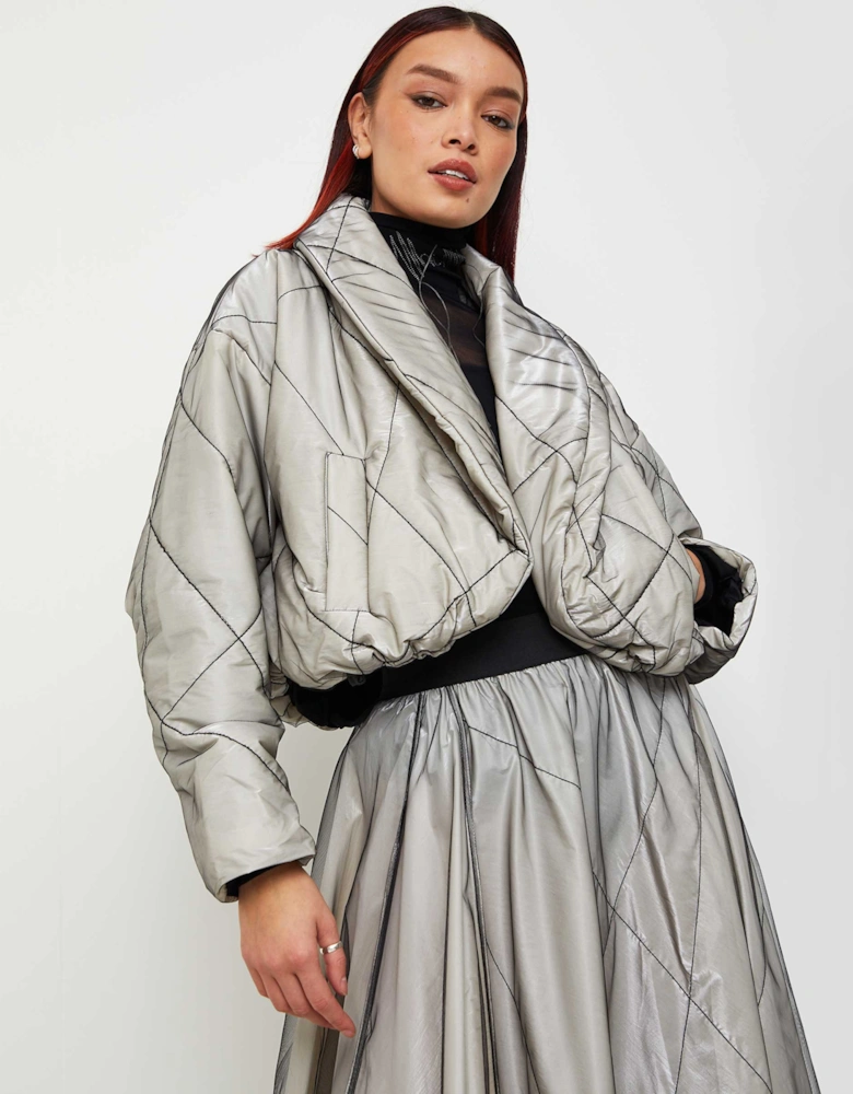 Shiny Cropped Puffer Jacket