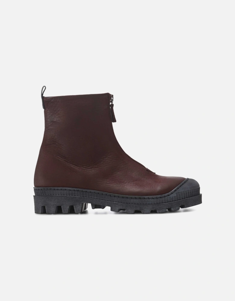 Zip Front Leather Boots