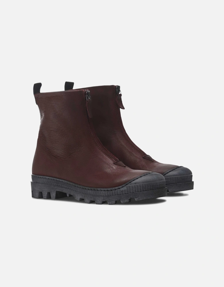 Zip Front Leather Boots