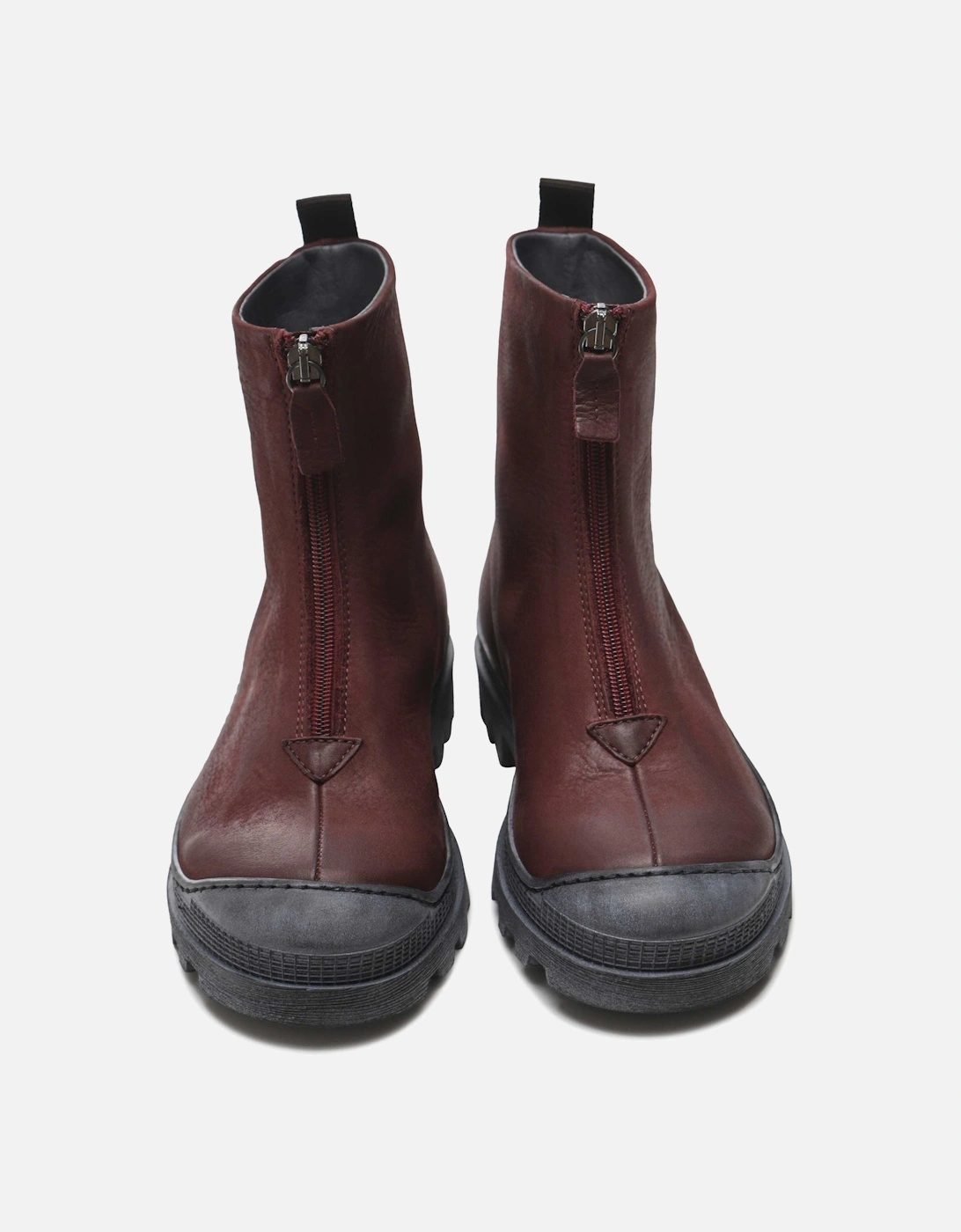 Zip Front Leather Boots