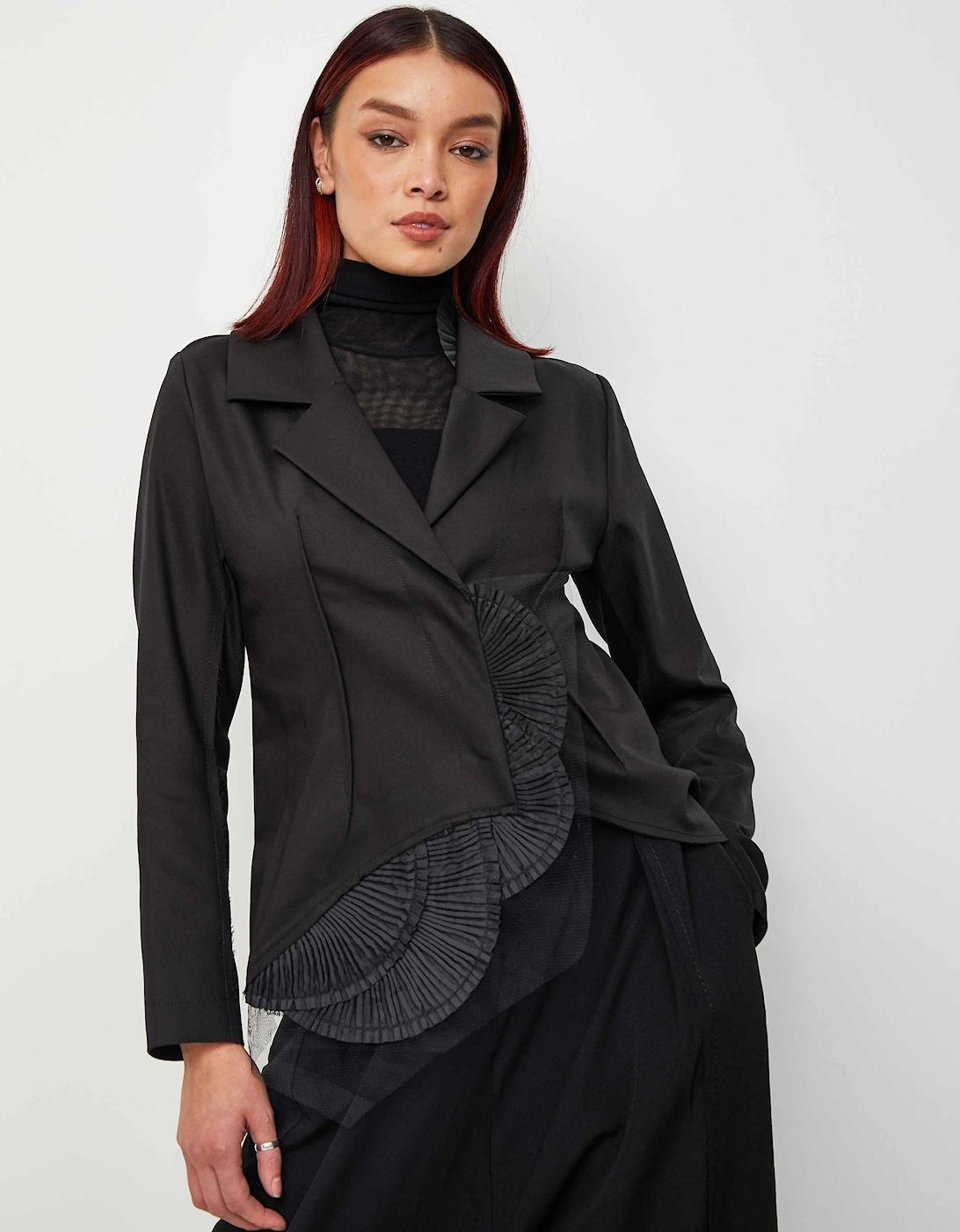 Pleated Circle Blazer Jacket