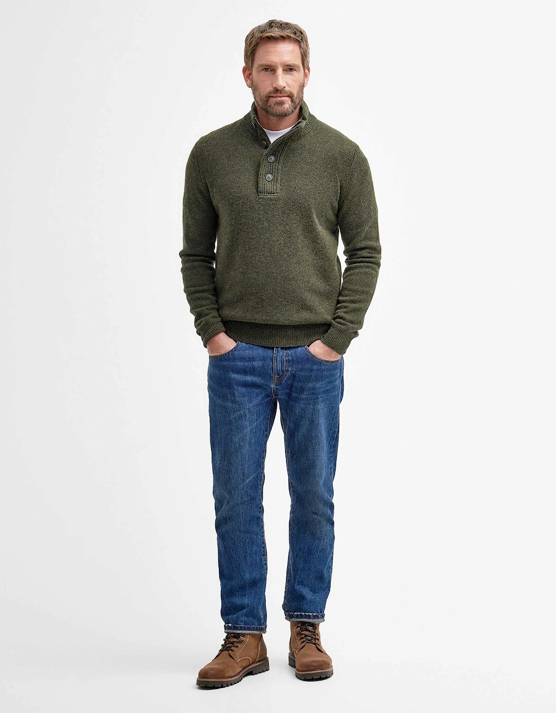 Lambswool Half-Zip Patch Jumper