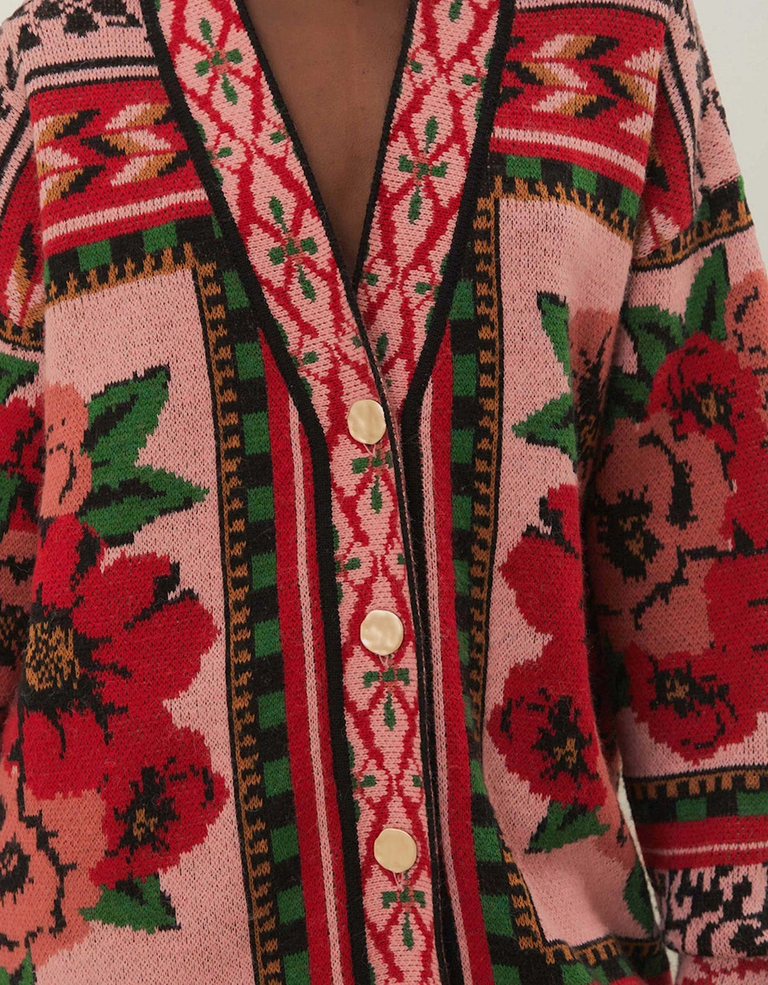 Flower Tapestry Knit Cardigan