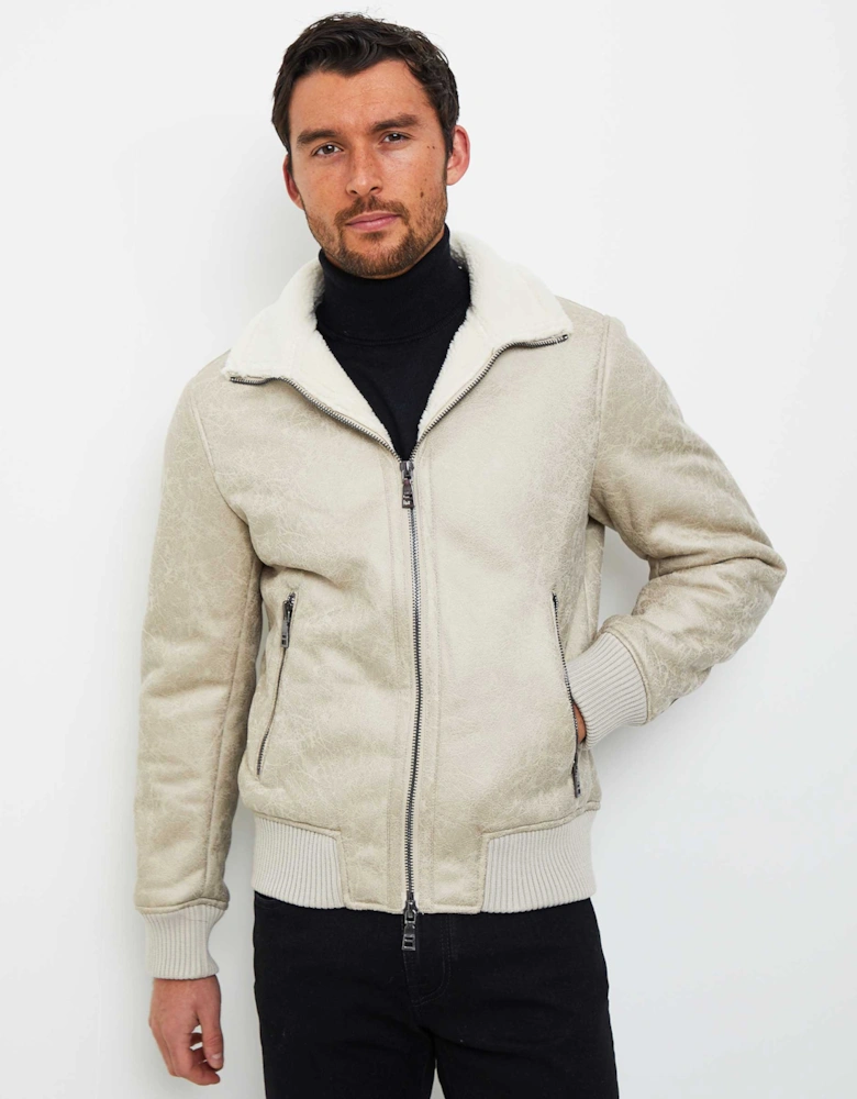 Faux Sheepskin Bomber Jacket