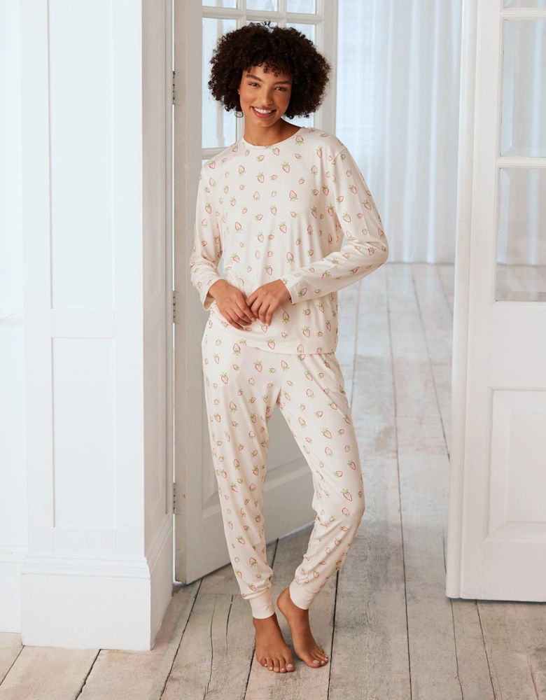 Strawberry Print Long Pyjama Set