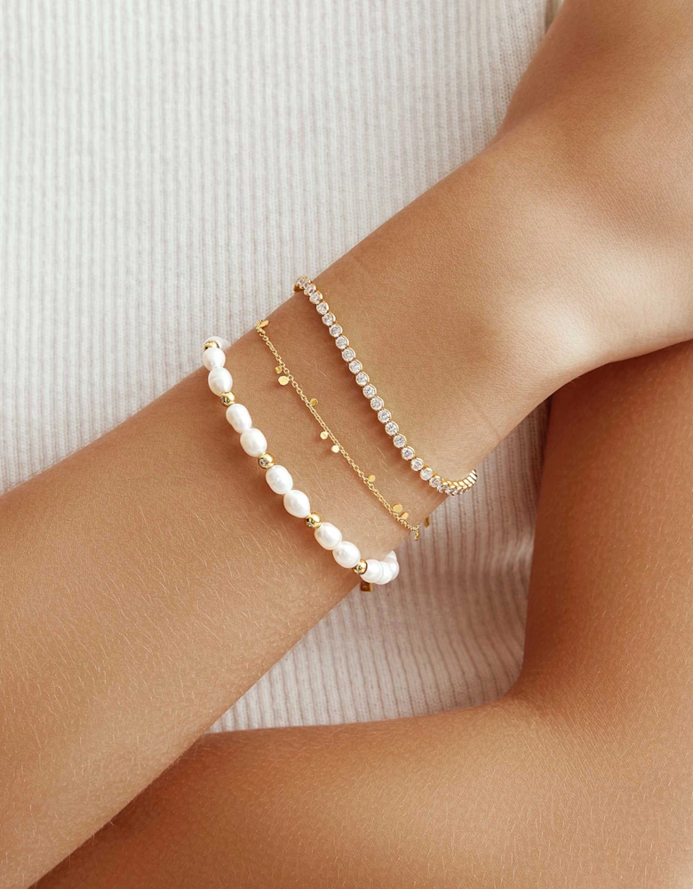 Pearl Cubic Zirconia Bezel Set Bracelet