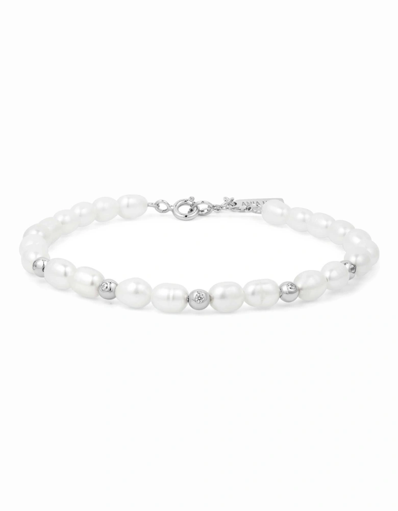 Pearl Cubic Zirconia Bezel Set Bracelet