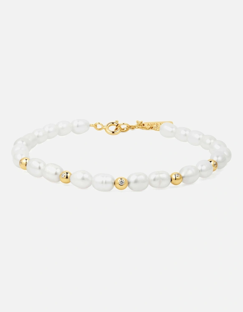 Pearl Cubic Zirconia Bezel Set Bracelet