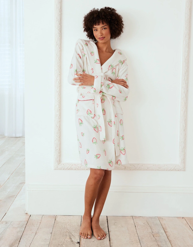 Fleece Strawberry Print Dressing Gown