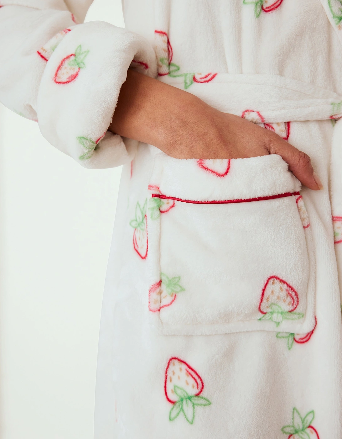 Fleece Strawberry Print Dressing Gown