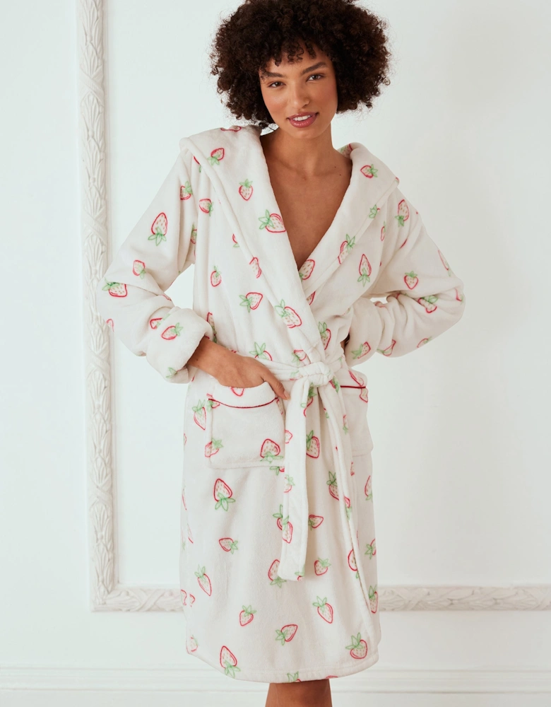 Fleece Strawberry Print Dressing Gown