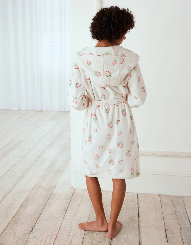 Fleece Strawberry Print Dressing Gown