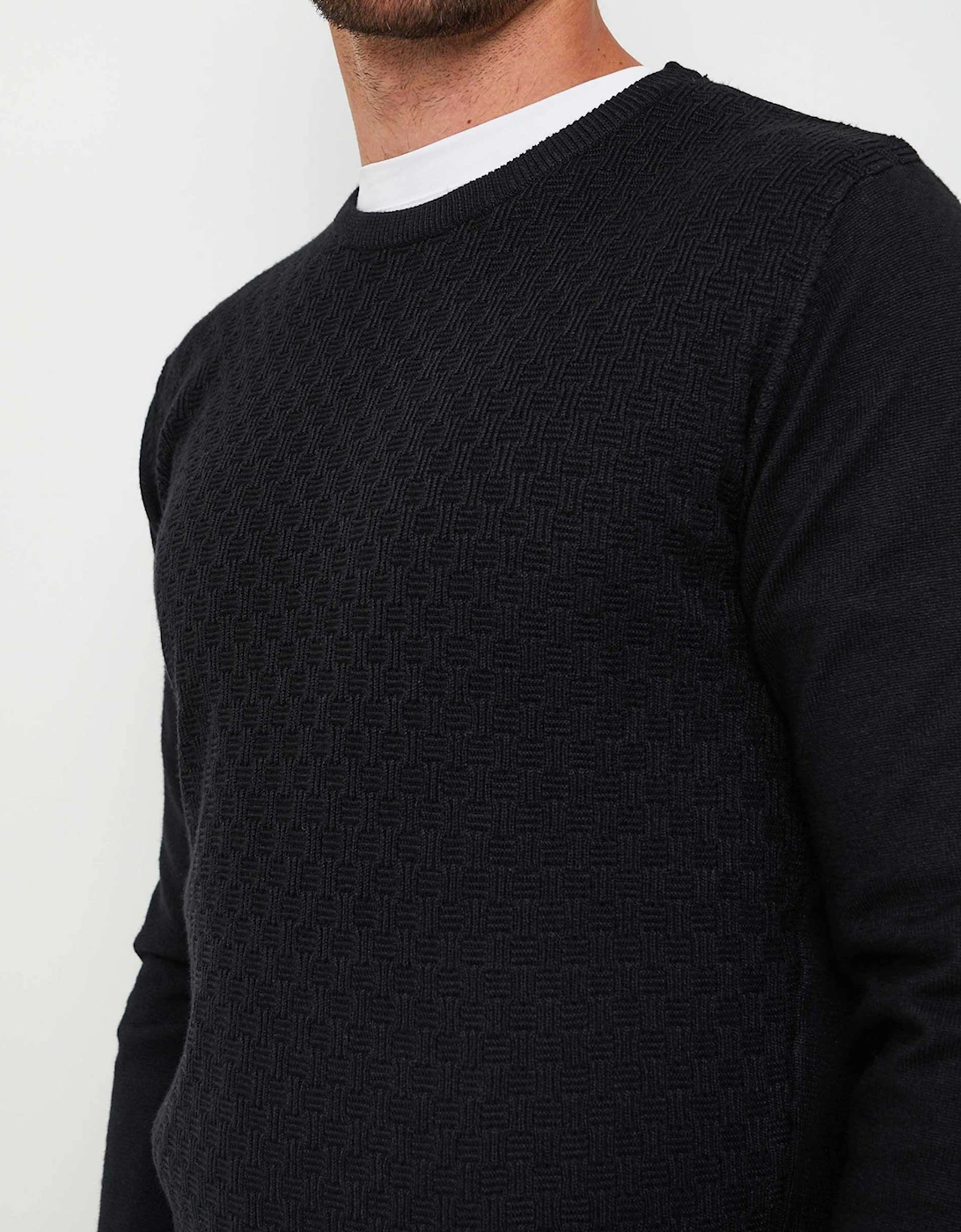 Textured Knit Crew Jumper