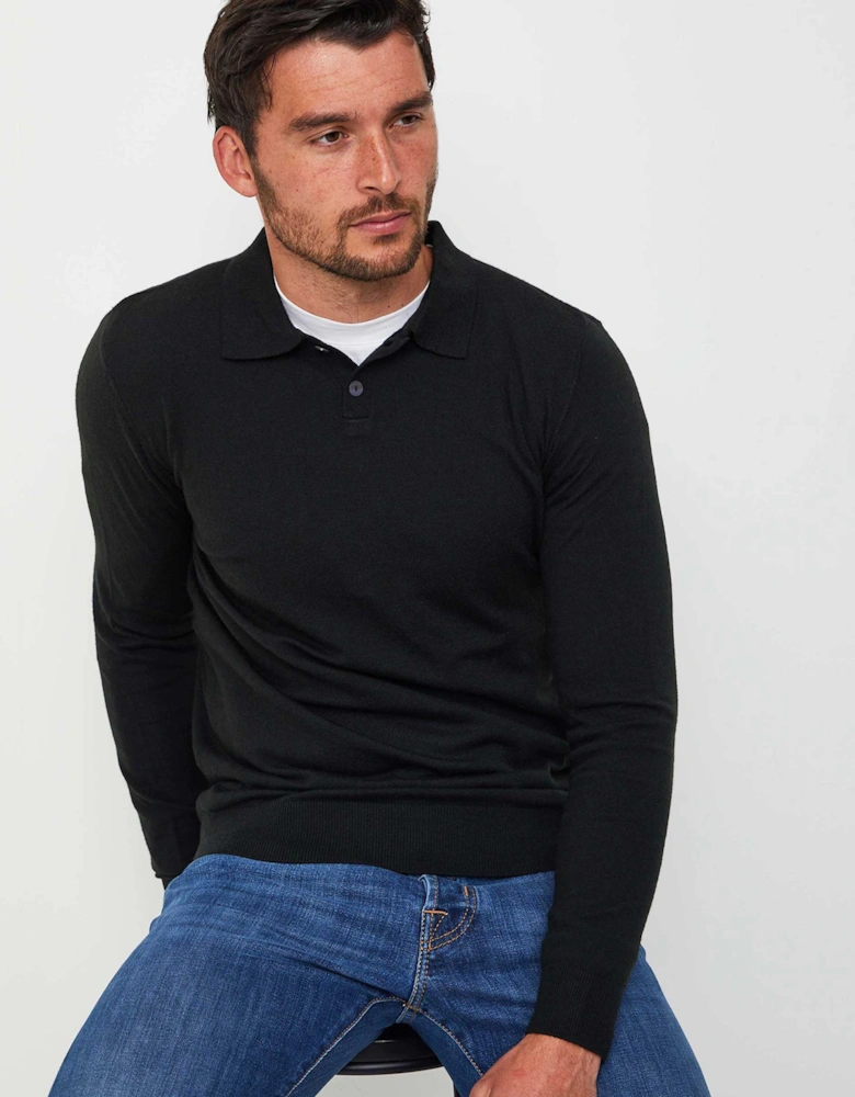 Knitted Long Sleeve Polo Shirt