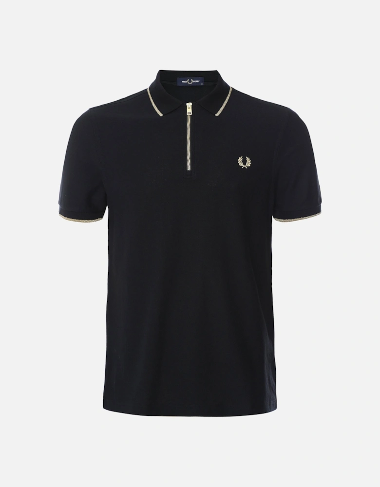 Crepe Pique Zip Polo Shirt