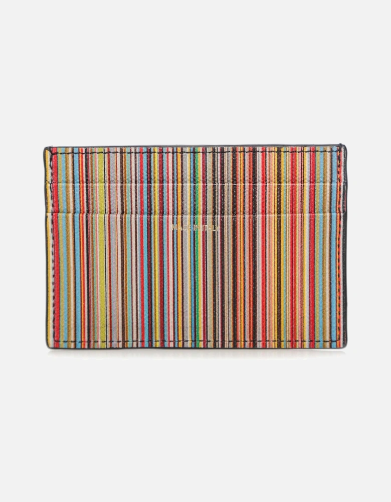 Leather Signature Stripe Card Holder