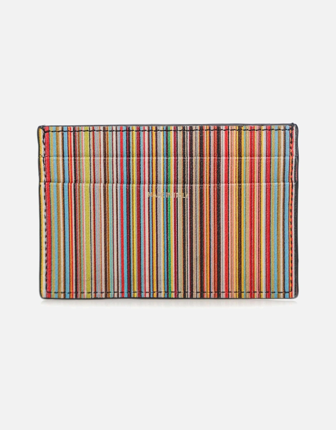 Leather Signature Stripe Card Holder