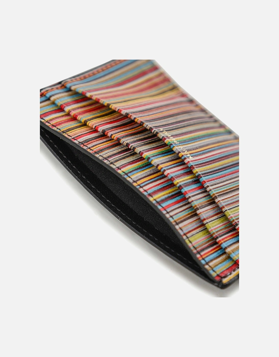 Leather Signature Stripe Card Holder