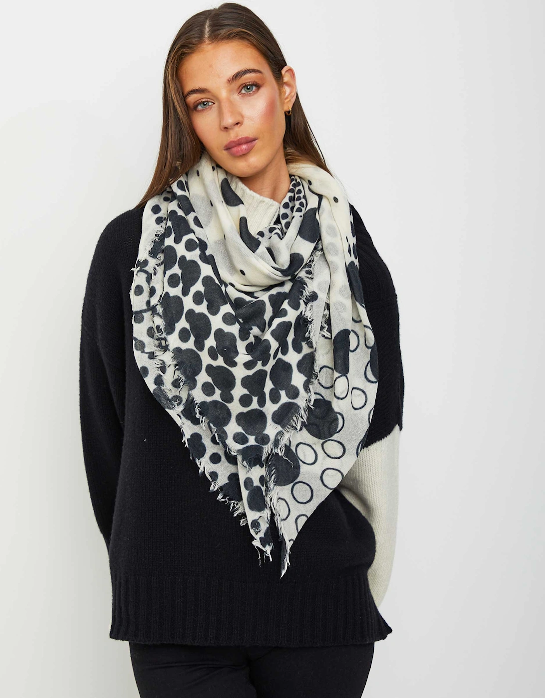 Mixed Polka Dot Wool Scarf