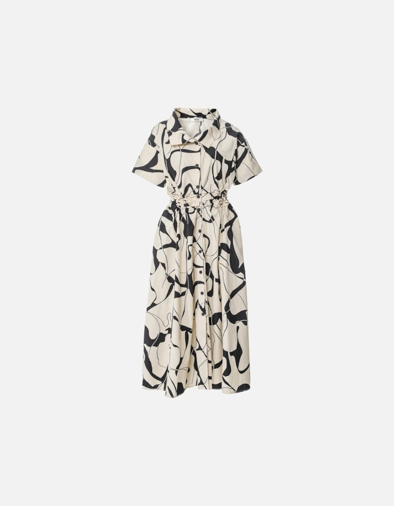 Printed Ruched Shirt Dress