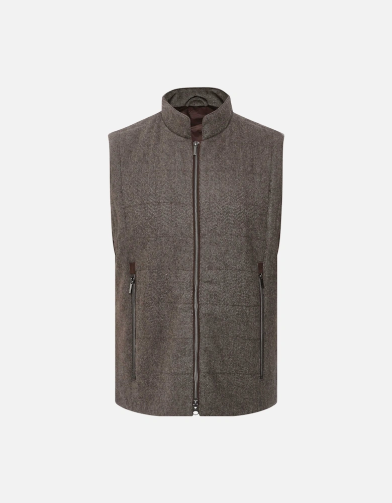 Quilted Wool Herringbone Gilet