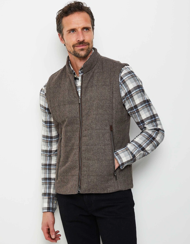 Quilted Wool Herringbone Gilet