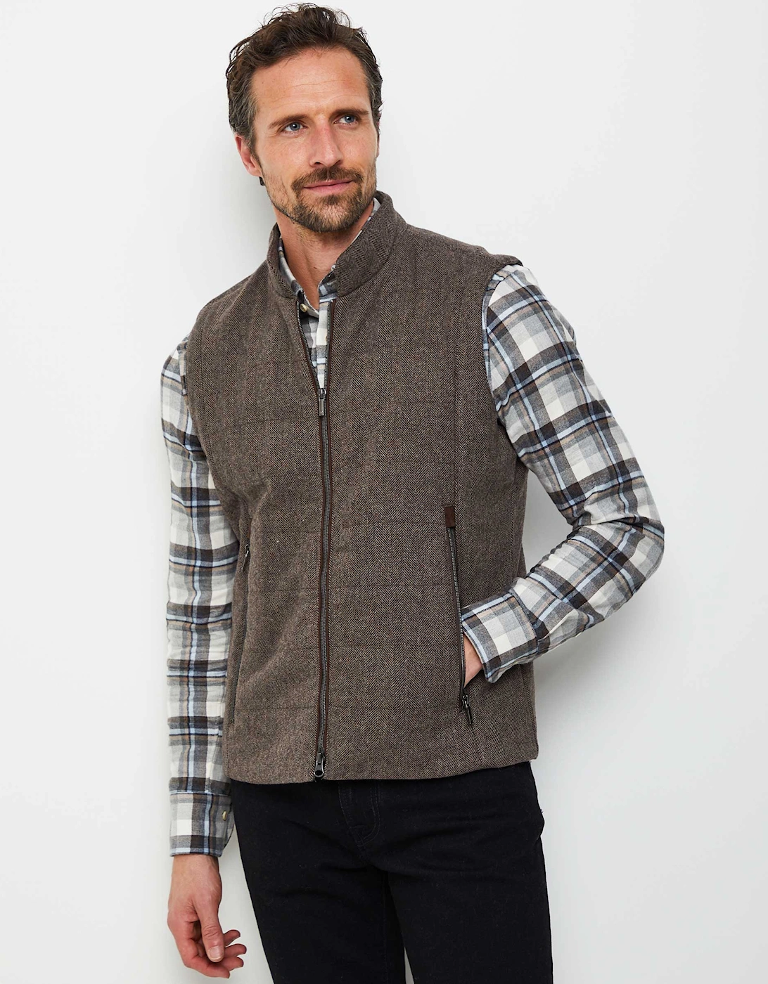 Quilted Wool Herringbone Gilet