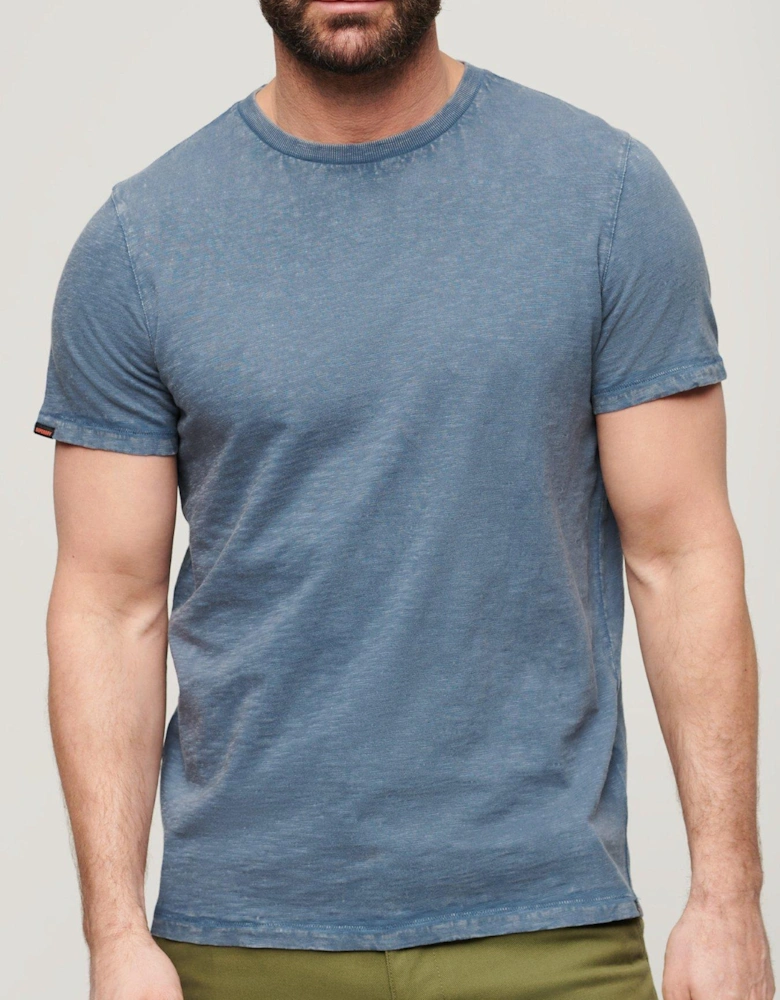 Crew Neck Slub T-Shirt - Blue