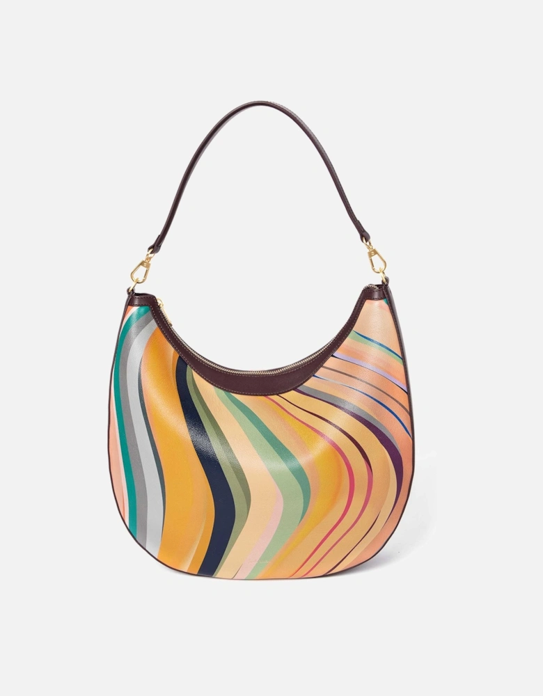 Dusky Swirl Leather Round Hobo Bag