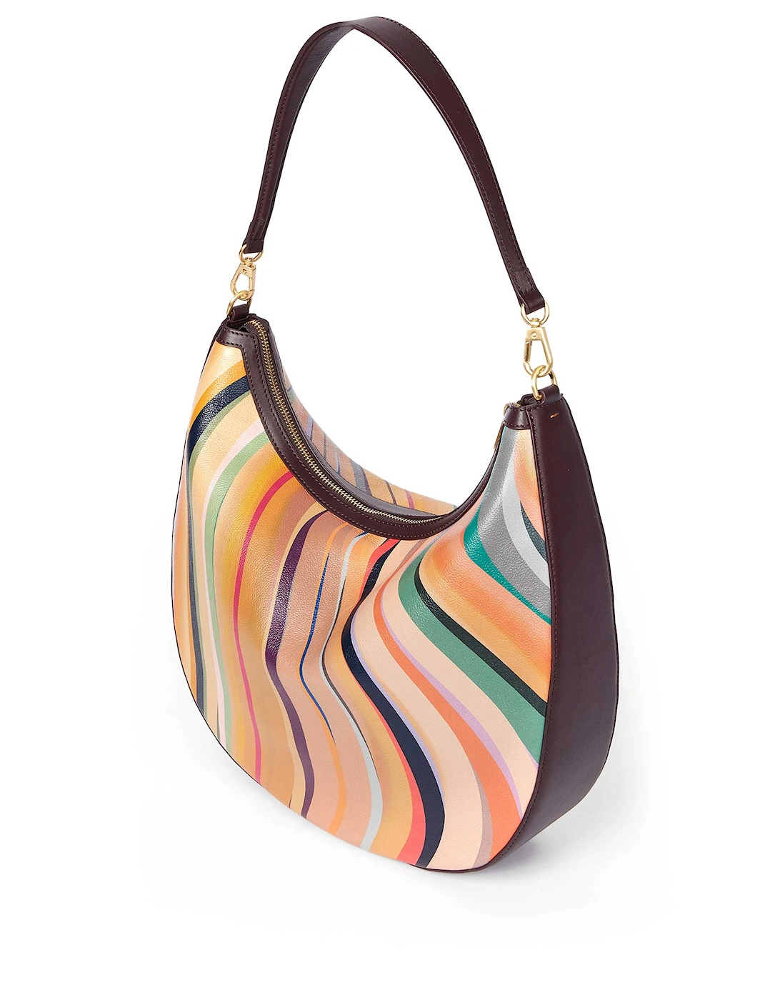 Dusky Swirl Leather Round Hobo Bag