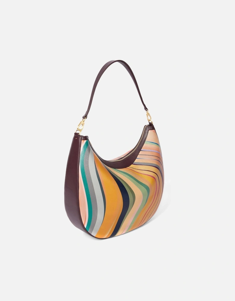 Dusky Swirl Leather Round Hobo Bag