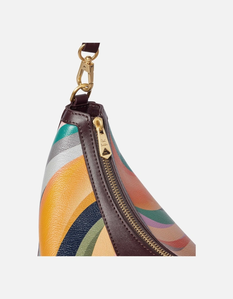 Dusky Swirl Leather Round Hobo Bag