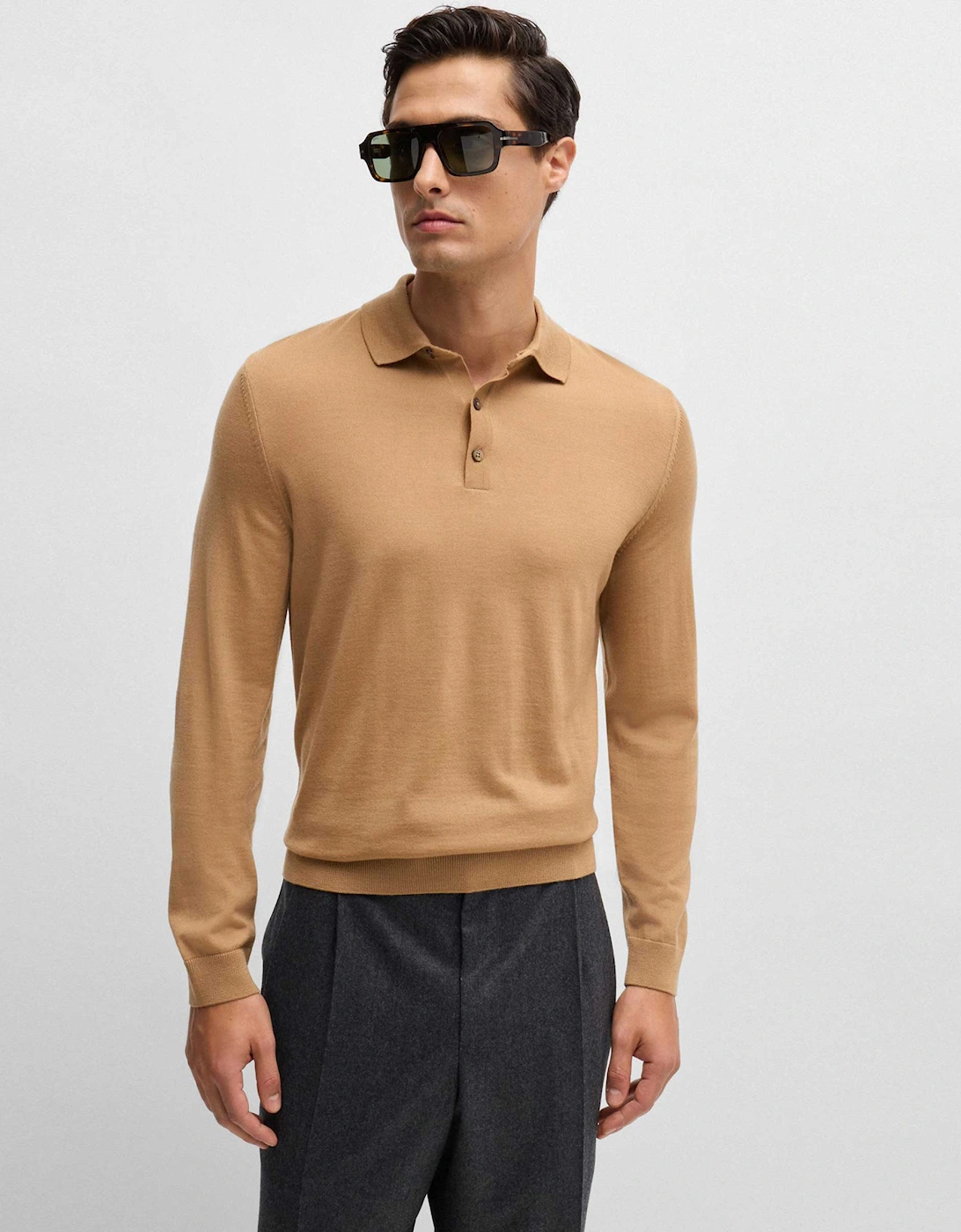 Merino Long Sleeve Lancione Polo Shirt