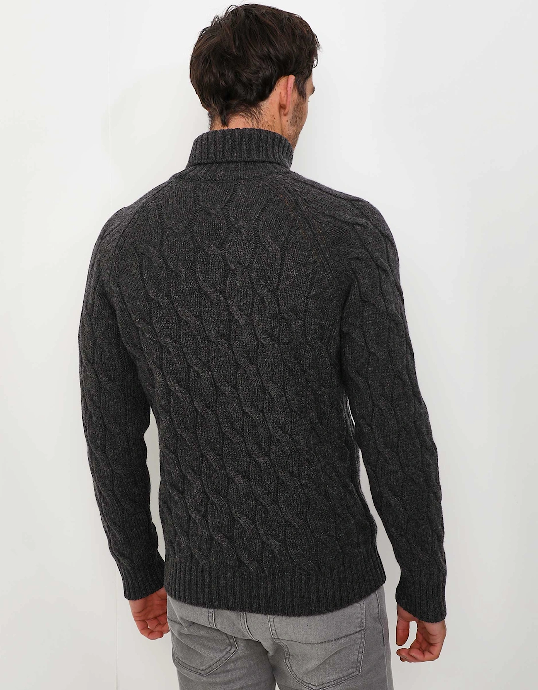 Wool Cable Knit Turtleneck Jumper