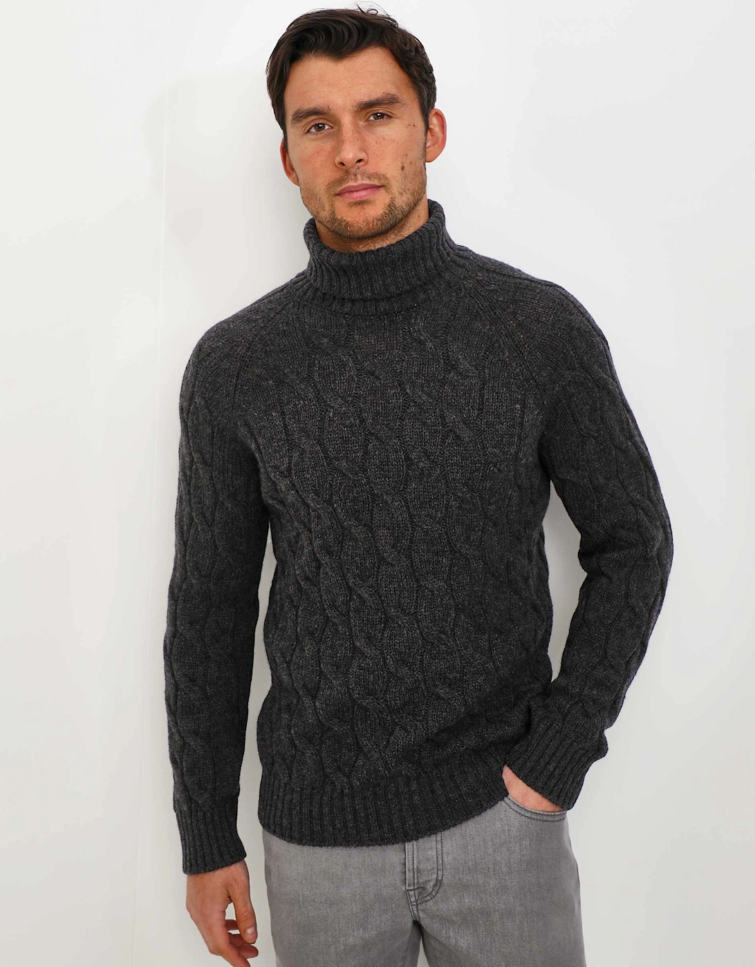 Wool Cable Knit Turtleneck Jumper