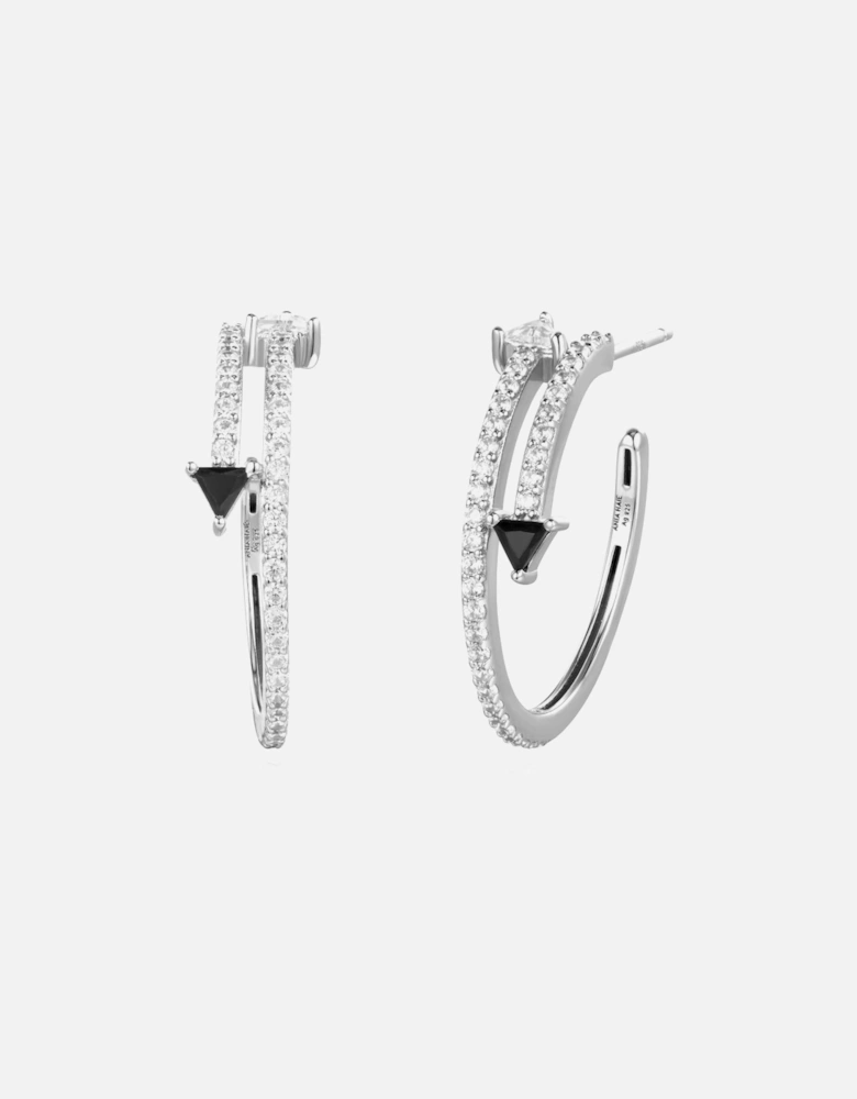 Pave Double Arrow Stud Hoops