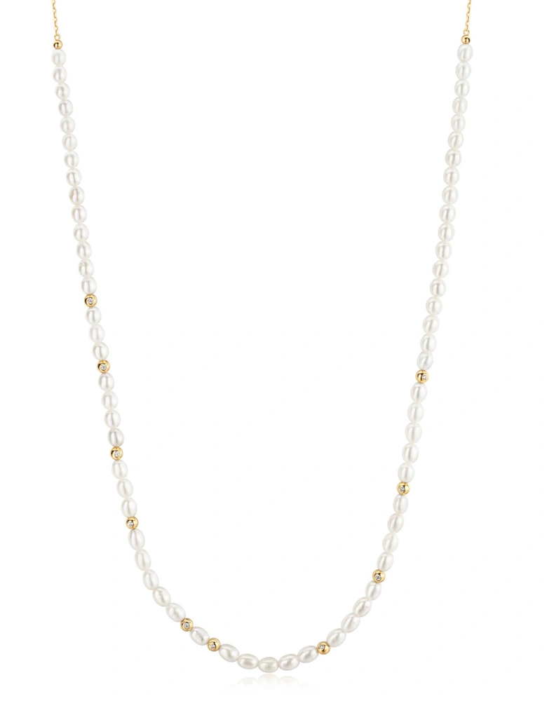 Pearl Cubic Zirconia Slider Necklace