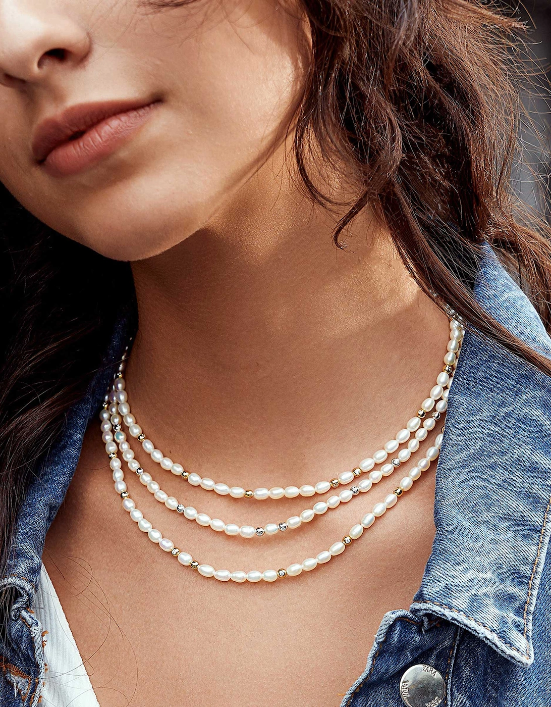 Pearl Cubic Zirconia Slider Necklace