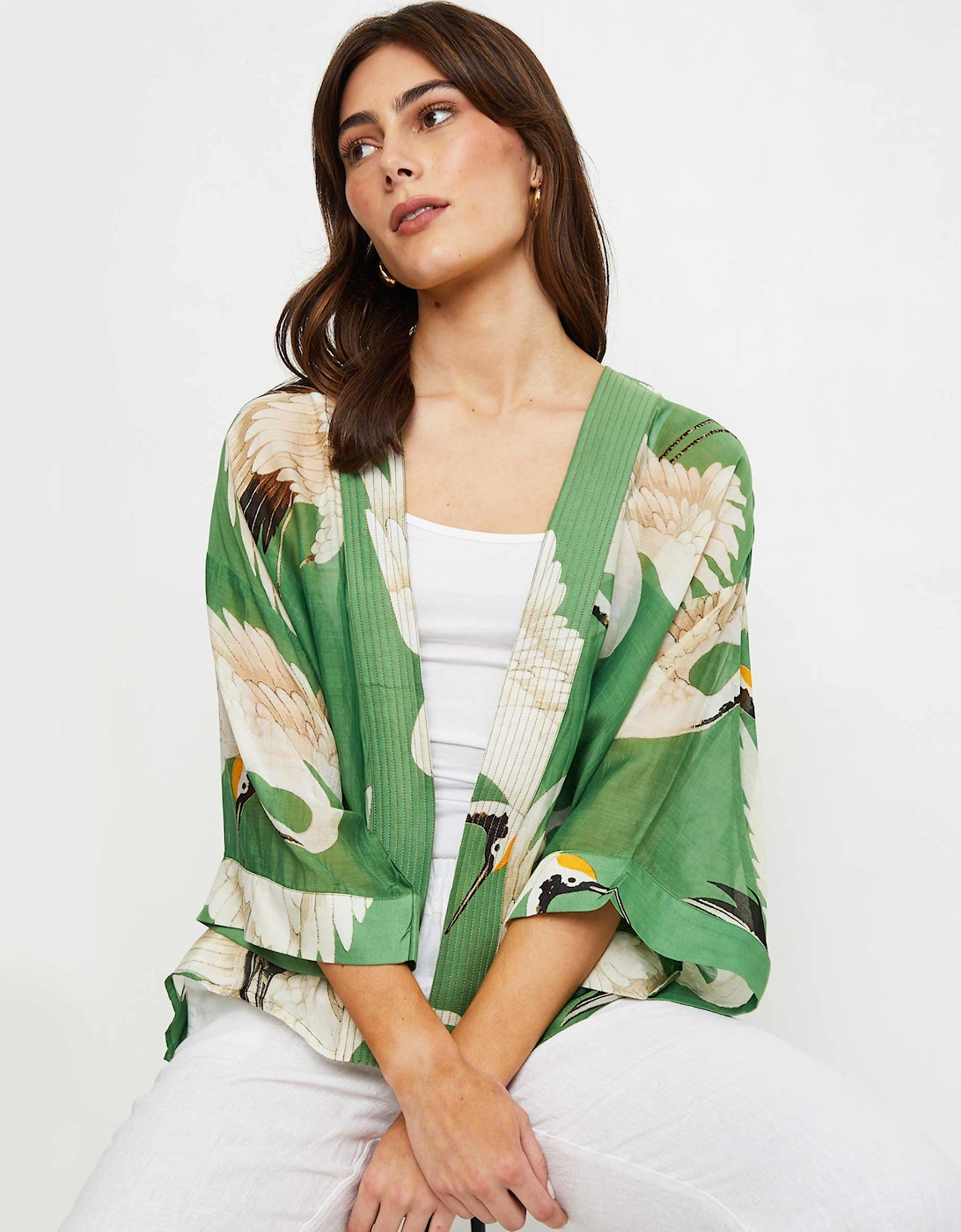 Stork Pea Green Kimono