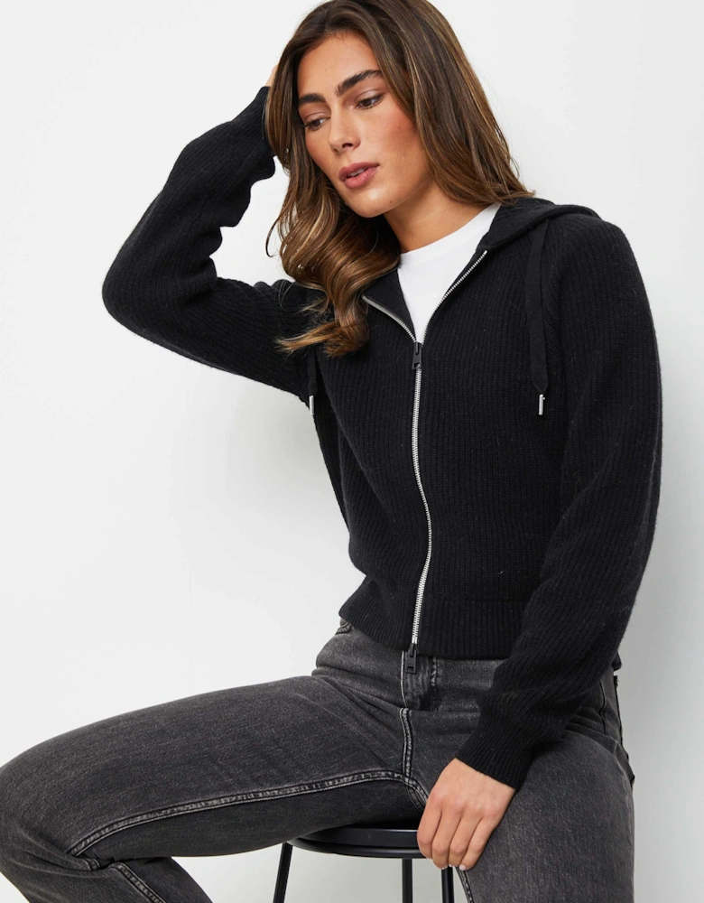 Cropped Hooded Sweater With Zip